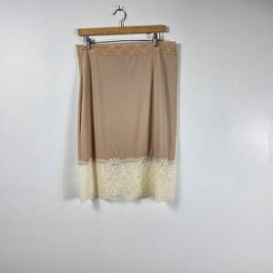 Upcycled Lace Half Slip Extender Women XLTan Cream 5" Lace Bottom Lingerie Skirt